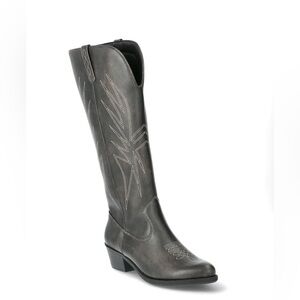 No Boundaries Women's Tall Faux Leather Contrast Stitch Western Boots NWT